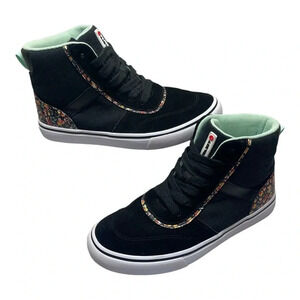 Airwalk Teal Floral Black Suede Lace Up High Top Sneaker Big Girls size 5